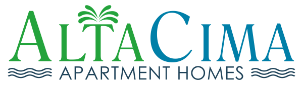 A logo for Alta Cima Apartment Homes featuring a palm tree.